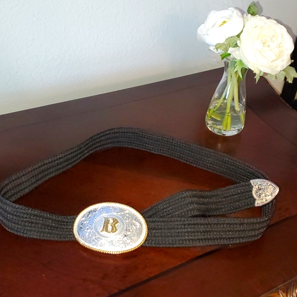 Montana Silversmiths B Western Belt Buckle w/belt‎